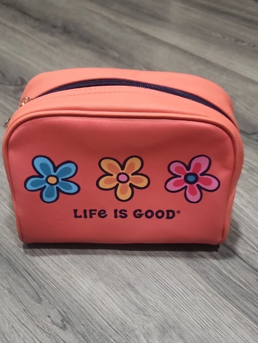 Life Is Good Coral Floral Travel Makeup/Toiletry Pouch
